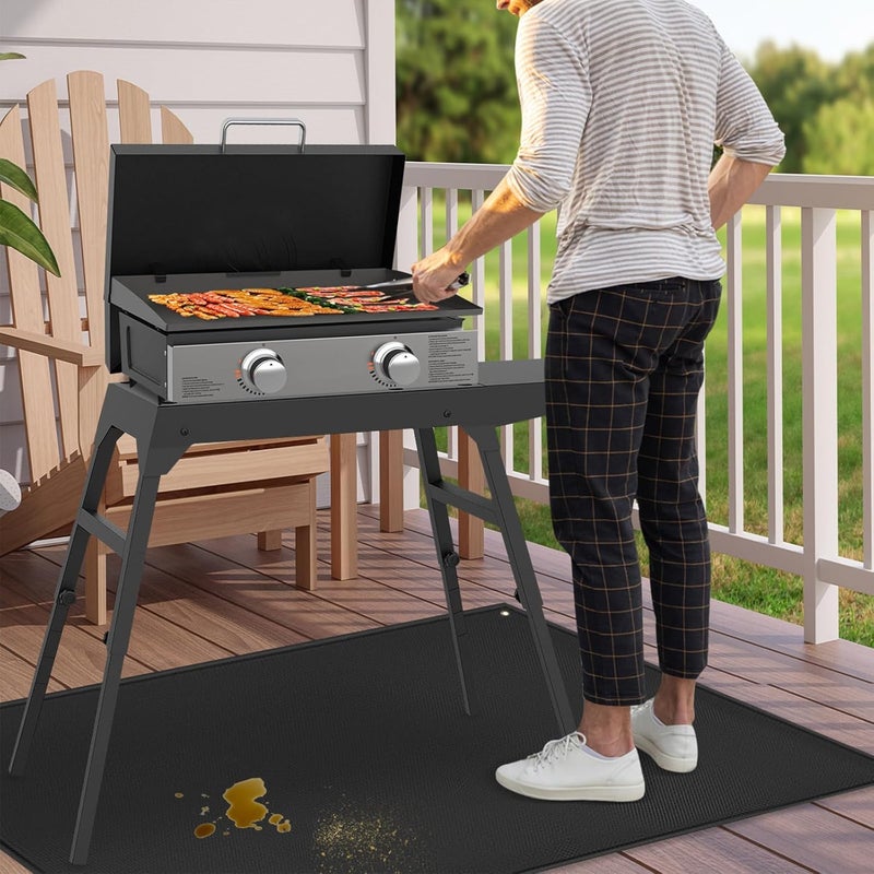 TOHONFOO 48 x 36in Under Grill Mat Compatible with Blackstone 17in & 22in Griddle with Stand - Fireproof Griddle Mat for Blackstone to Protect the Deck, Patio, Pavers - BBQ Mats Compatible with Outdoor Grill - Image 2